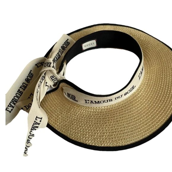 Gucci 'L'amour Du Soir' Wide Brim Straw Sun Visor - Picture 5 of 11